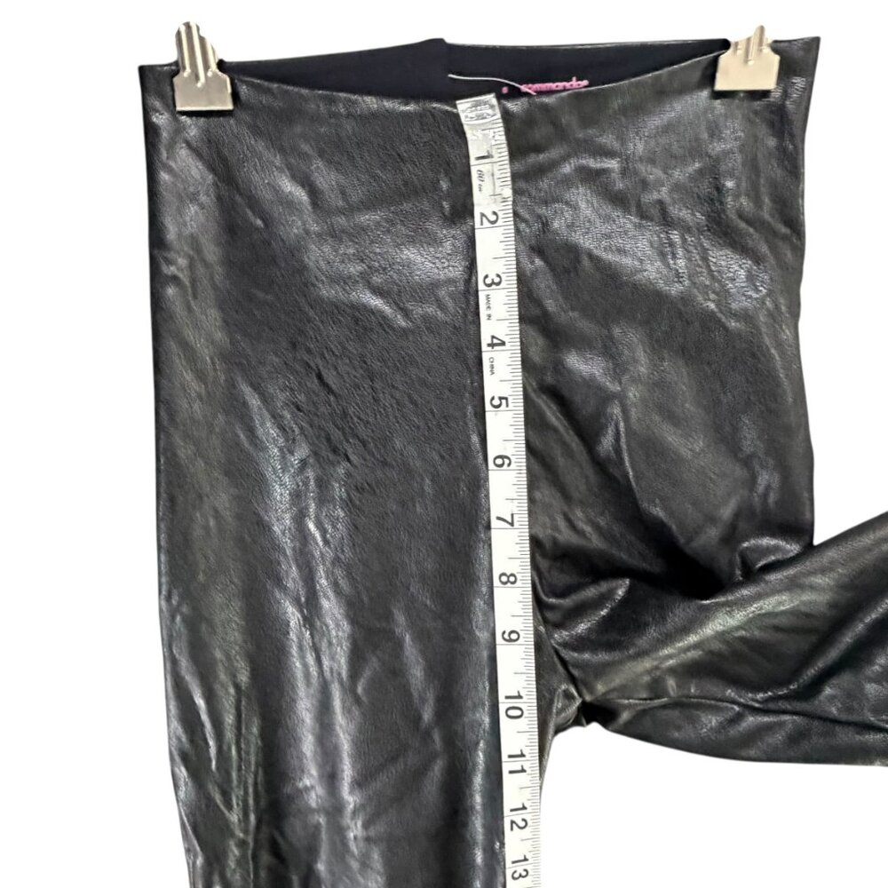 Commando Flare Crop Pull On Pants Women S Black Faux Leather Glossy Vegan Rocker - Picture 8 of 11
